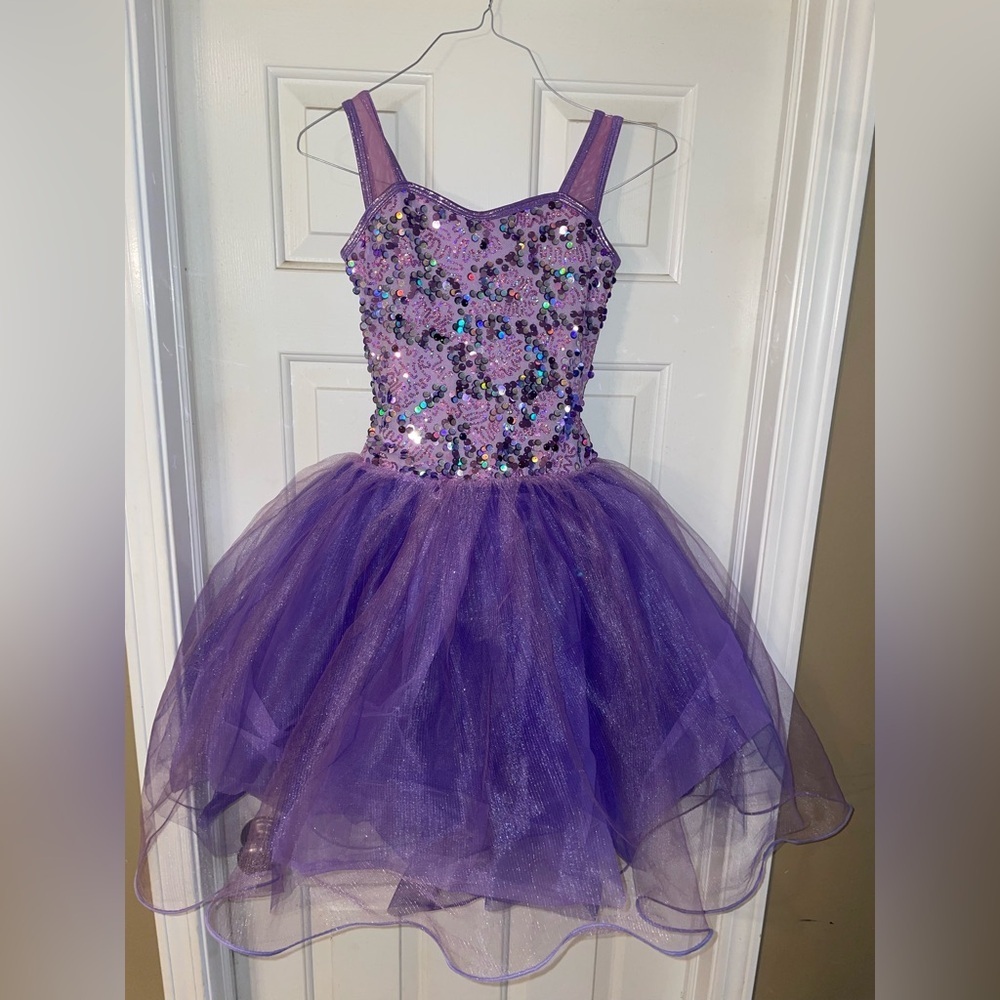 Purple Sequin Dress quinceanera dress Size adult S curtain call dance ballet
